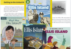 Image shows Ellis Island books to show that text sets help students build vocabulary and background knowledge.